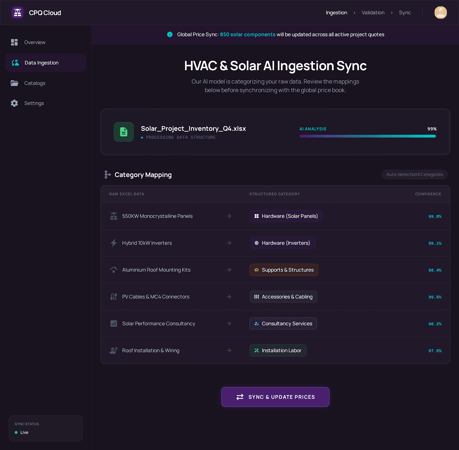 Nova învață produsele automat din Excel